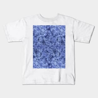 Abstract Blue Ink Brush Stripling Texture Kids T-Shirt